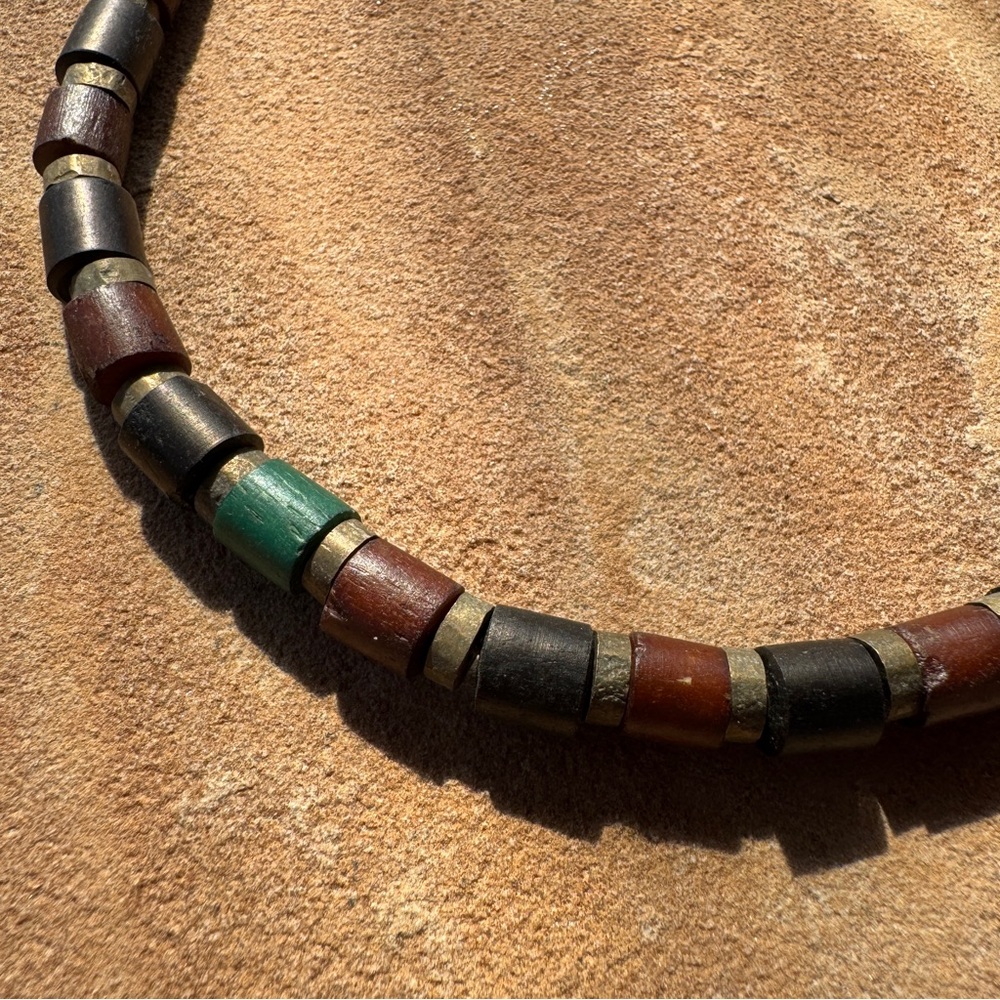 Vintage African Heishi Tribal Bone & Horn Bead Necklace 24”